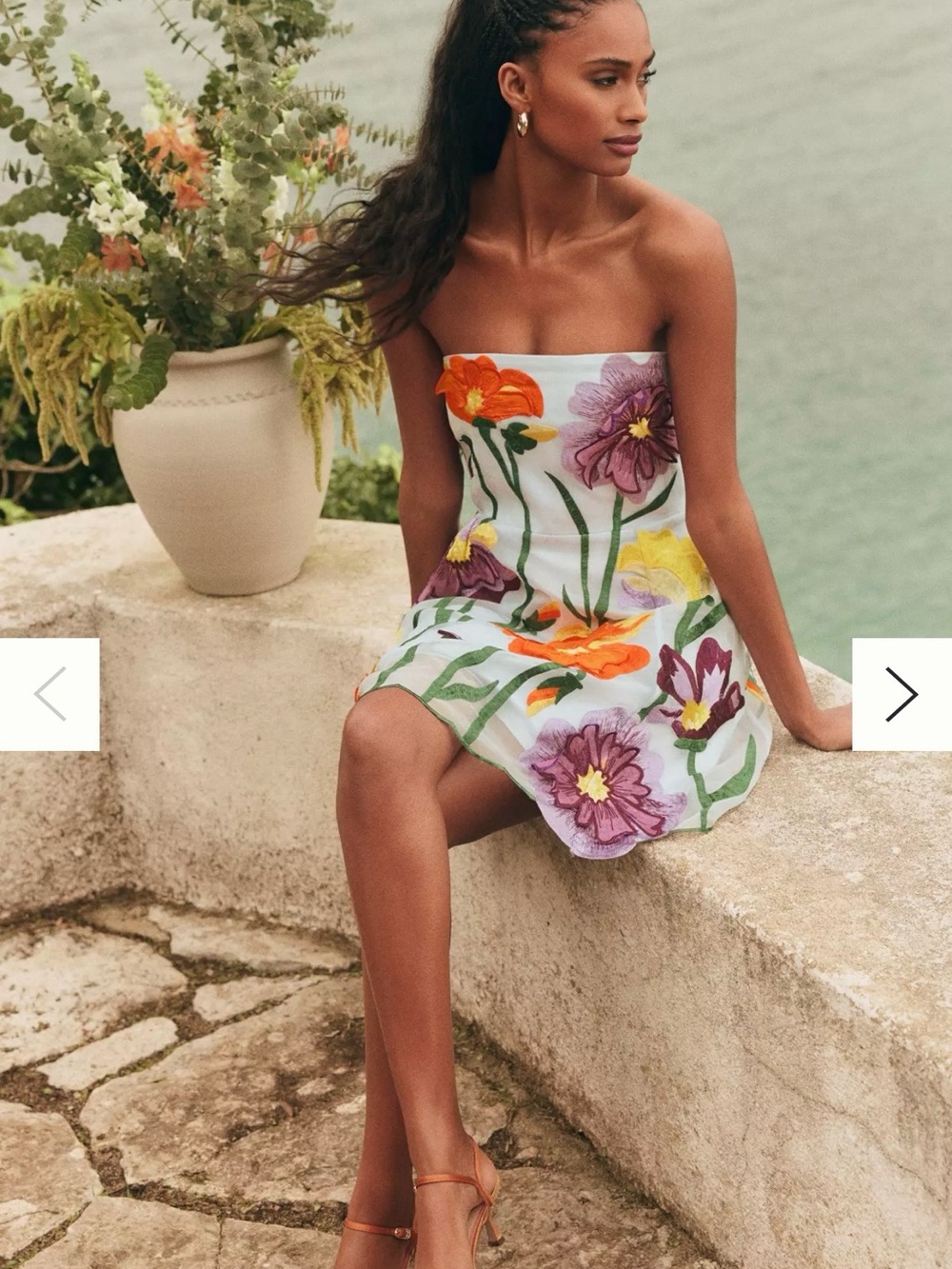 Anthropologie Maeve Floral Appliqué Embroidered Organza Strapless Mini Dress M - Picture 3 of 16